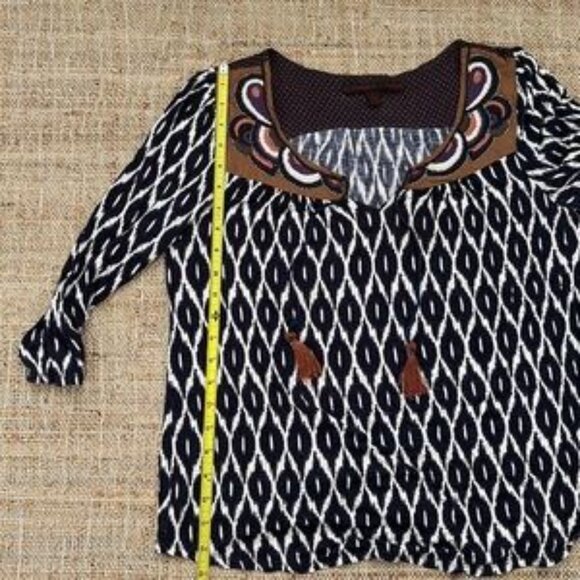 Common Thread Anthropologie Ikat Patterned Tunic Blouse Top Large - Picture 8 of 8